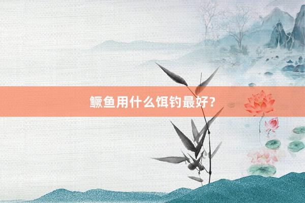 鳜鱼用什么饵钓最好？