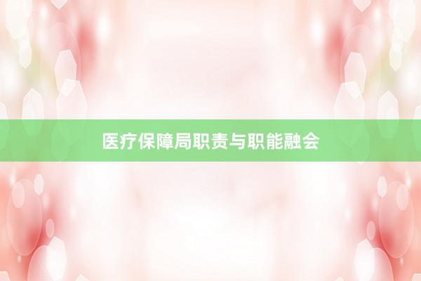 医疗保障局职责与职能融会